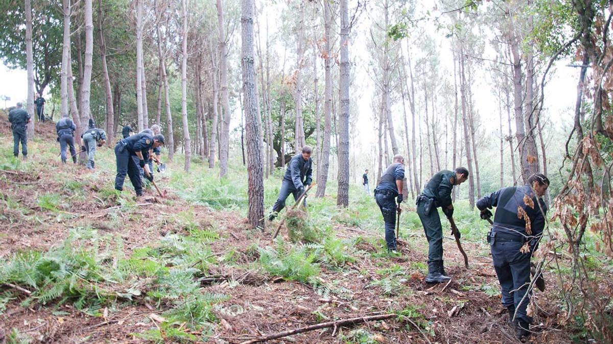 La guardia civil realizó rastreos en la zona donde aparecieron los restos óseos