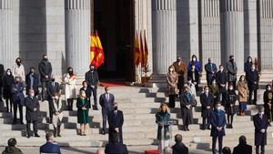 Celebración del 43º aniversario de la Constitución con la presencia, entre otros, de Pedro Sánchez y Meritxell Batet, este lunes en Madrid.