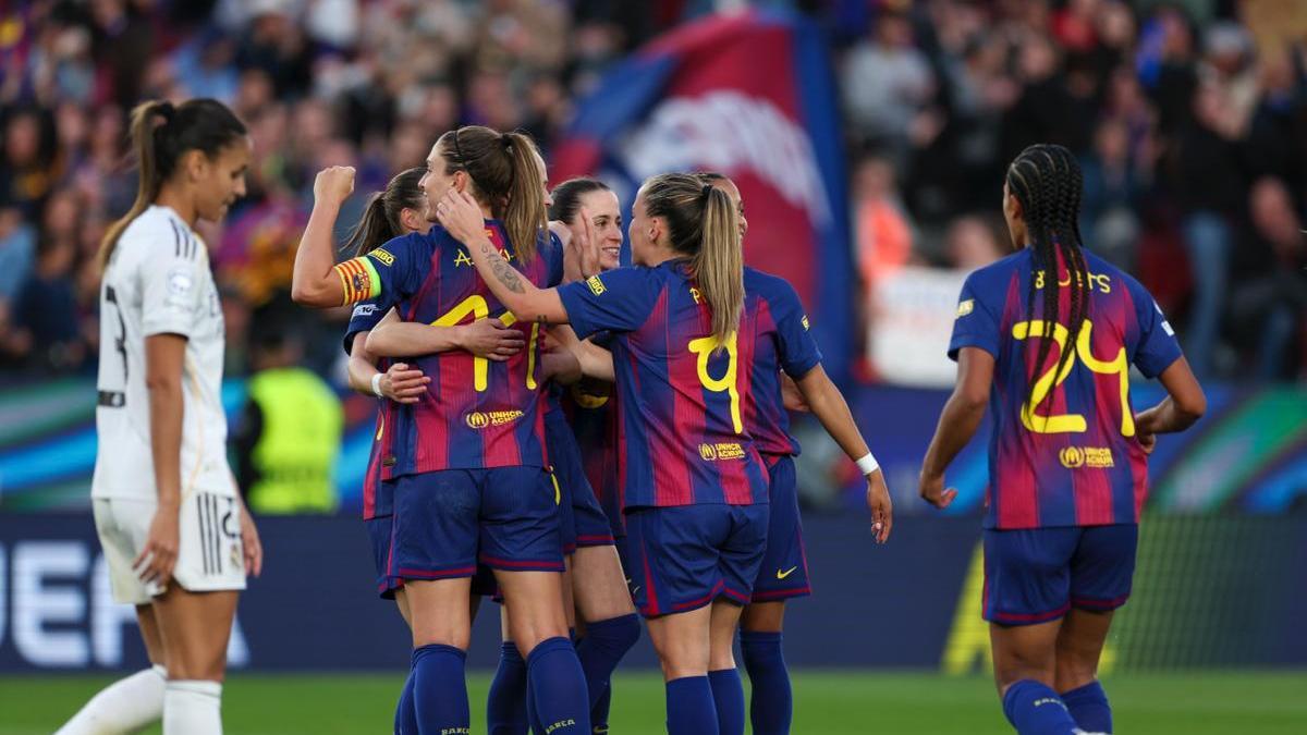 El Barça celebra la victoria ante el Madrid