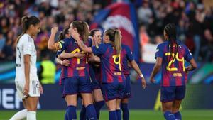 El Barça celebra la victoria ante el Madrid