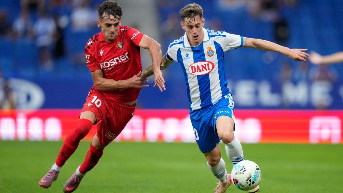Pol Lozano, en acción contra Osasuna