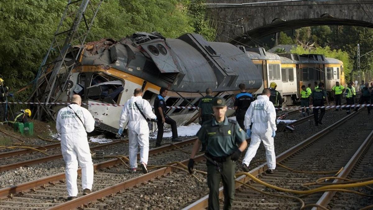 Descarrilamiento de un tren en Pontevedra