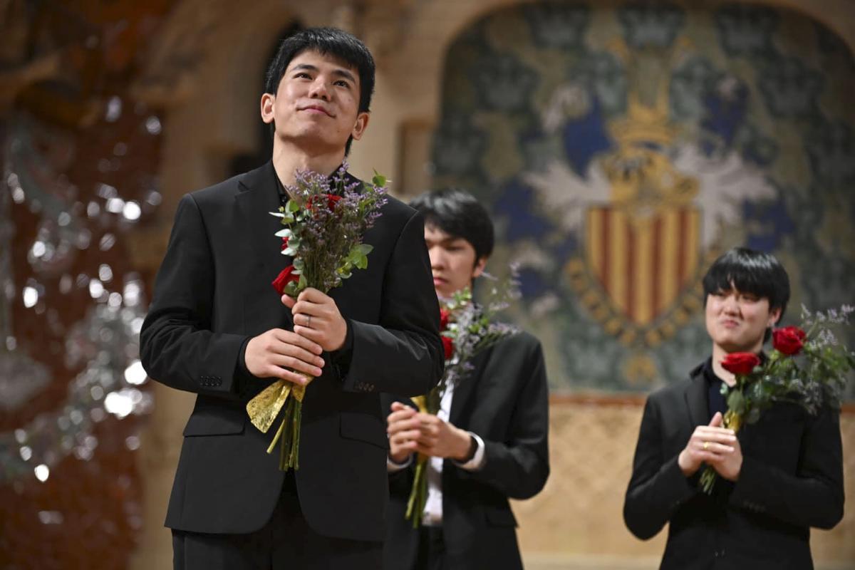 El pianista chino Zhu Wang, de 28 años, tras proclamarse vencedor de la 71a edición del Comcurs Maria Canals.