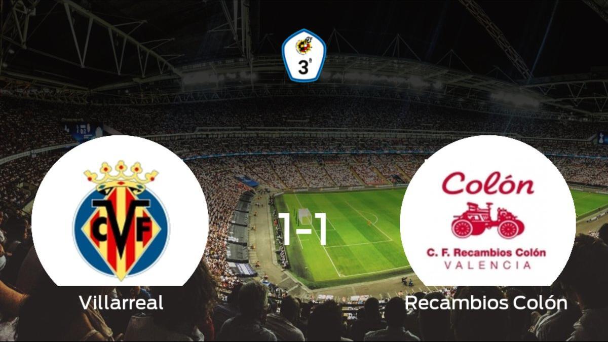 El Villarreal C y el Recambios Colón empatan a uno en el Ciudad Deportiva del Villarreal- Miralcamp