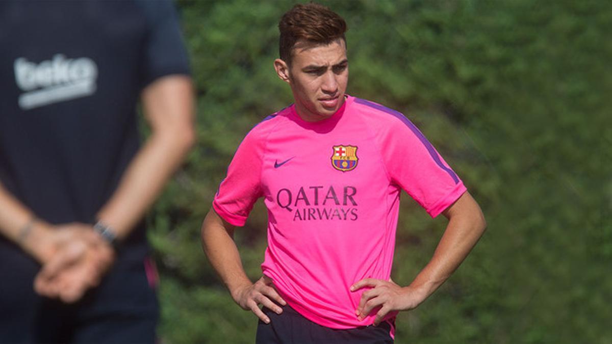 Munir, durante un entrenamiento del primer equipo del Barça en la ciudad deportiva