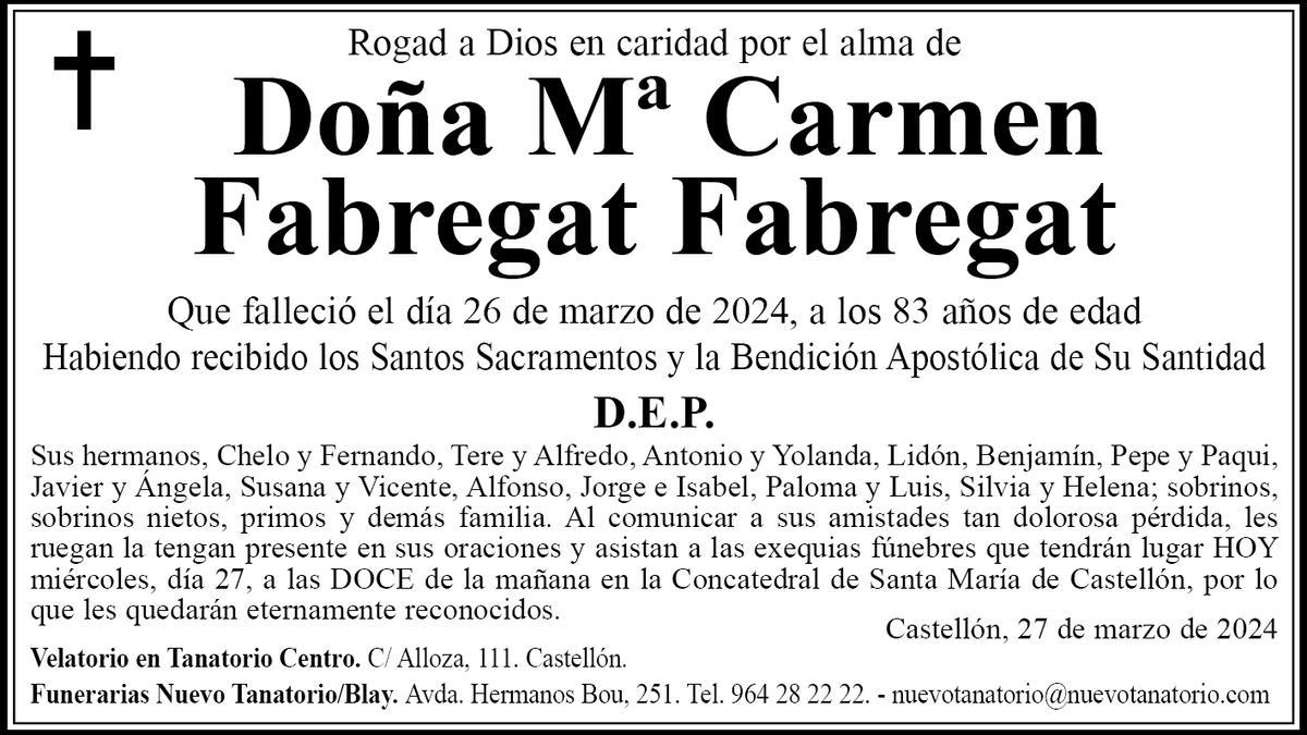 Doña Mª Carmen  Fabregat Fabregat