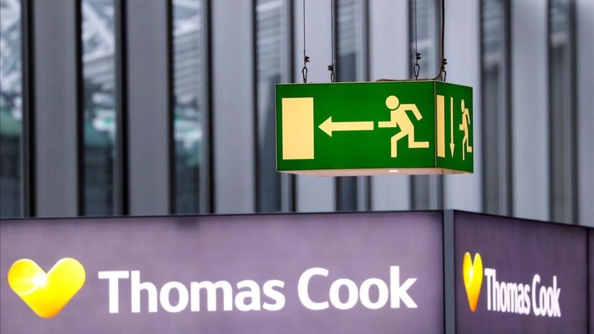 El logo de Thomas Cook, en el aeropuerto de Fráncfort