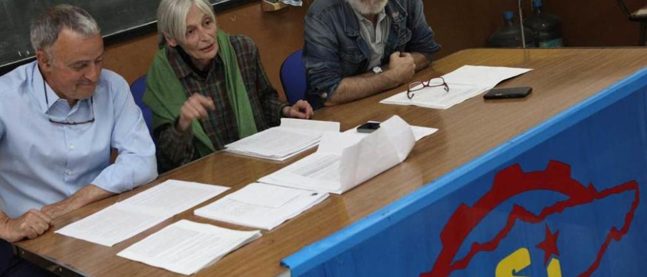 Por la izquierda, Domingo Goñi Tirapu, Carmen Suárez y Samuel Fernández, ayer, en Gijón.