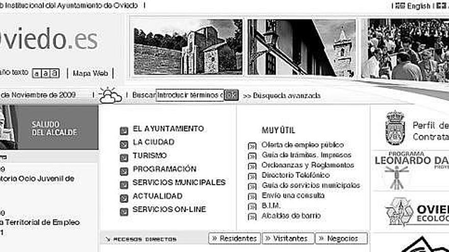 Un pantallazo de la página web del Ayuntamiento de Oviedo.