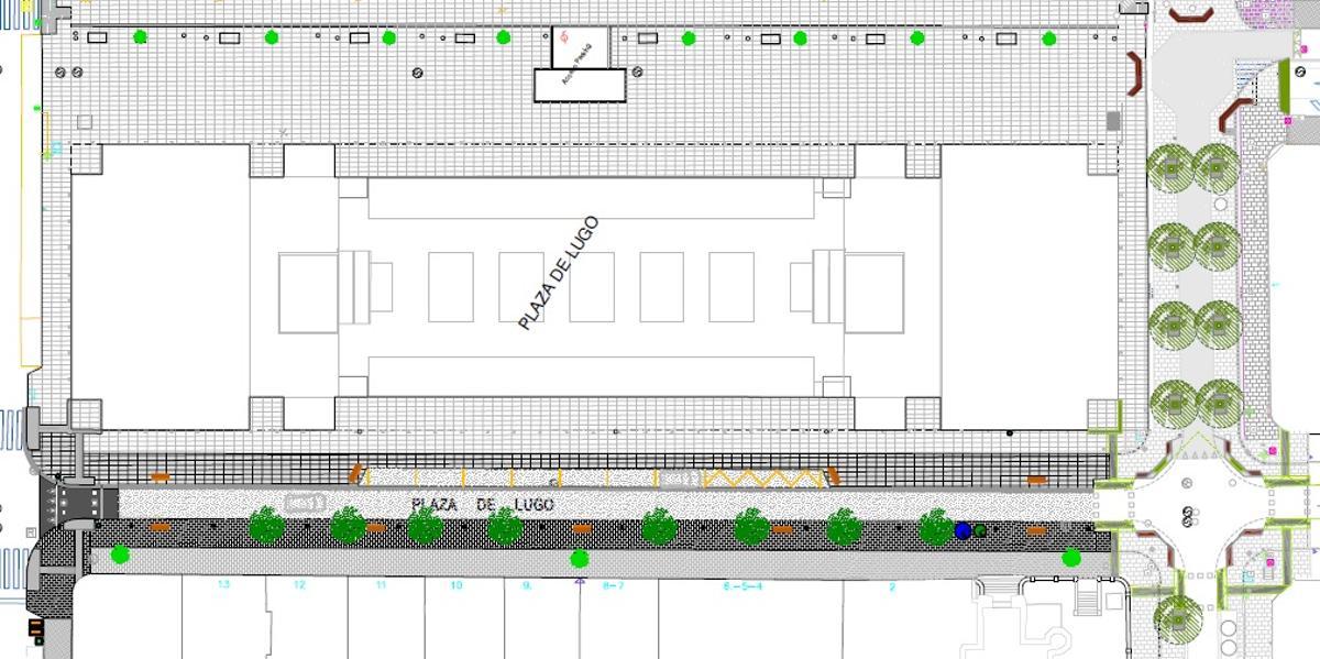Planos de la reforma de la plaza de Lugo, con la eliminación de un carril en la parte inferior