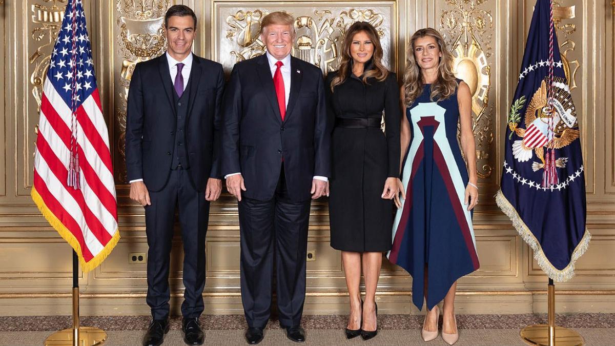 Pedro Sánchez  y su mujer, junto a Donald Trump y su esposa, Melania