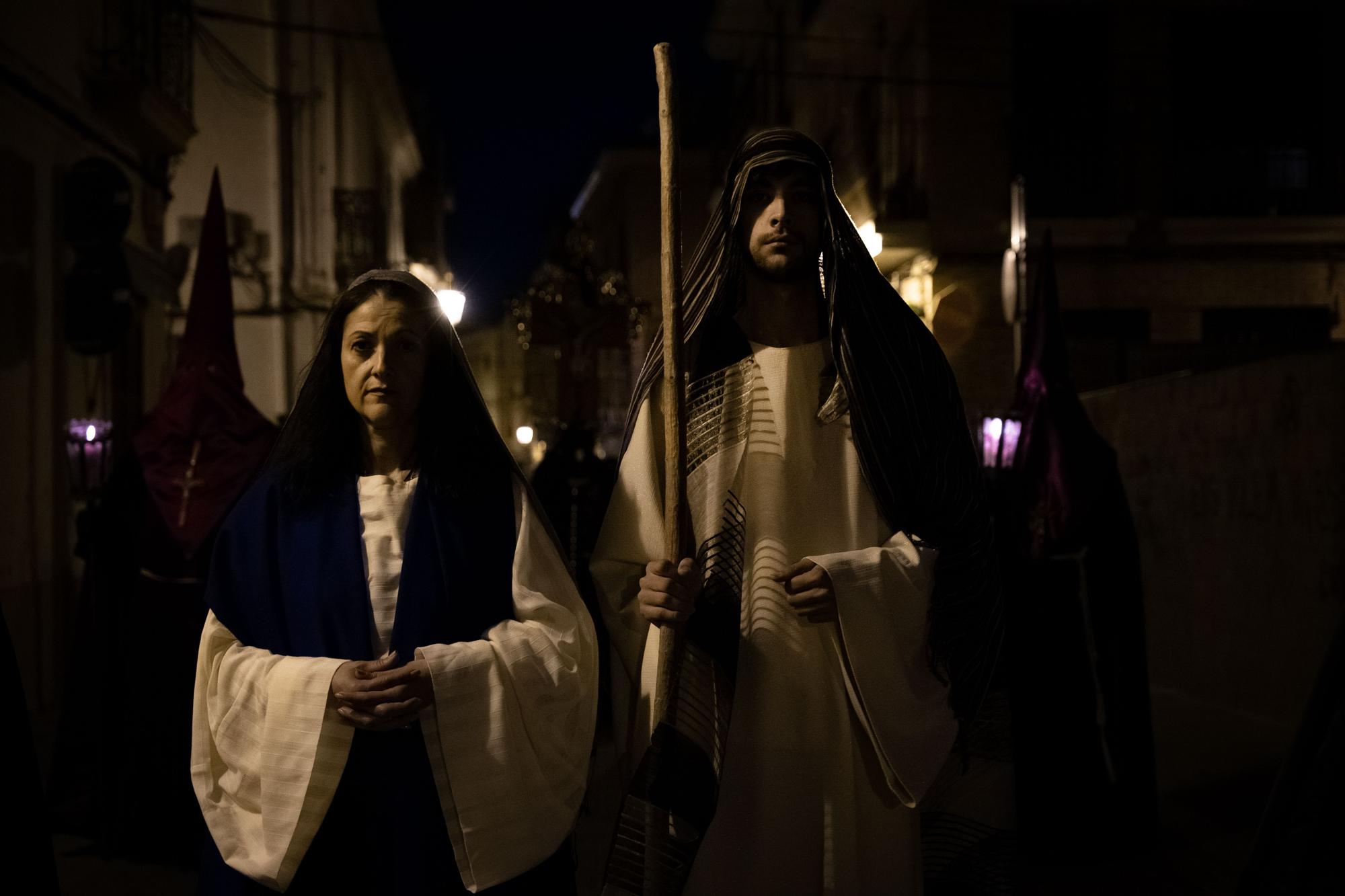 Miércoles Santo en Alboraia: traslado del Paso de la Hermandad de la Oración en el Huerto y Nuestra Señora de la Esperanza y el Paso de la Hermandad de la Purísima Sangre