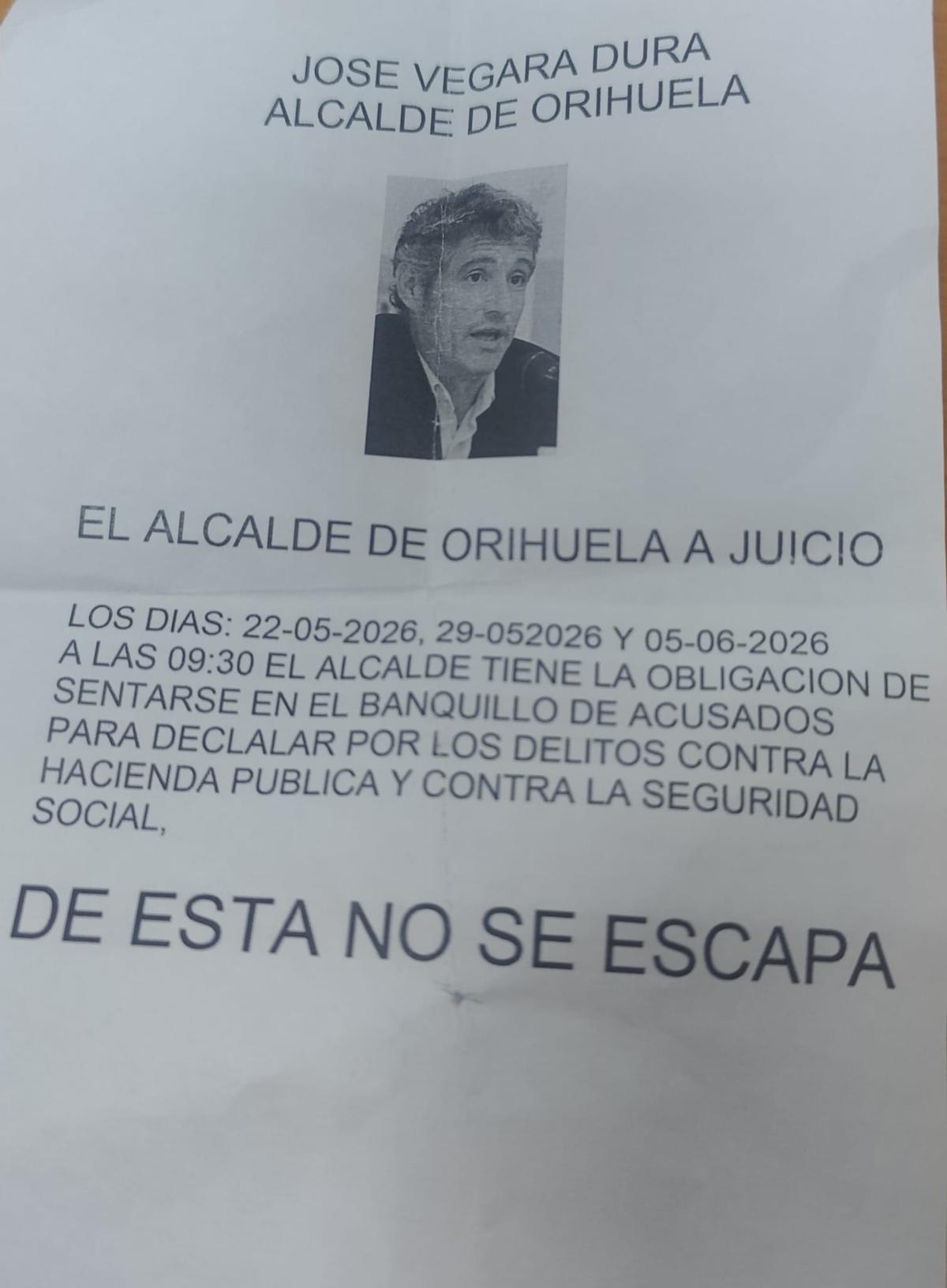 Cartel que se ha distribuido por Orihuela