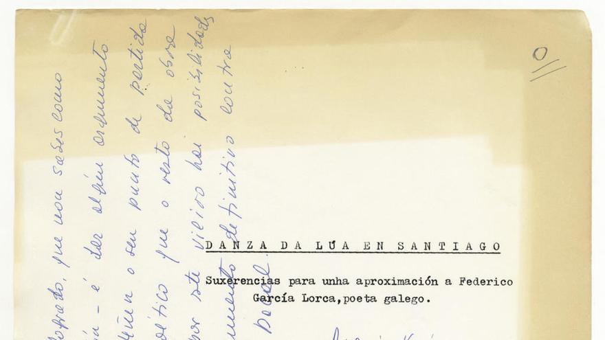 Nota manuscrita da autora sobre os poemas de García Lorca.