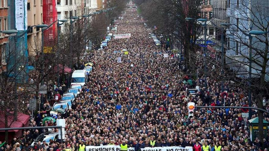 Protesta en defensa de las pensiones en Madrid.