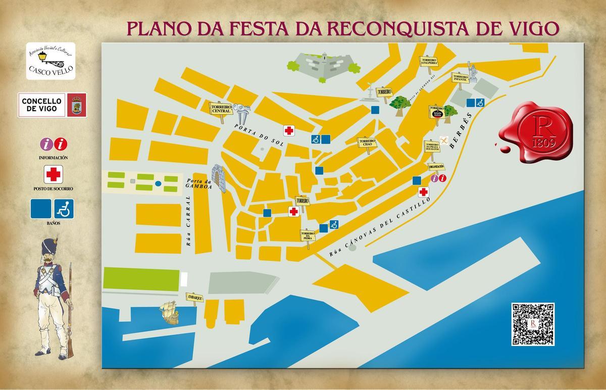 Mapa de la Fiesta de la Reconquista de Vigo 2024