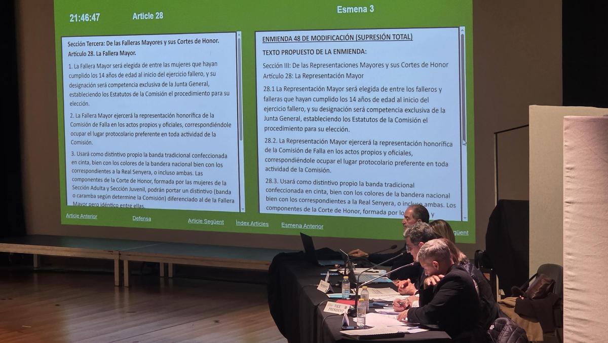 Debate de la enmienda sobre "Representantes" y no "Fallera Mayor"