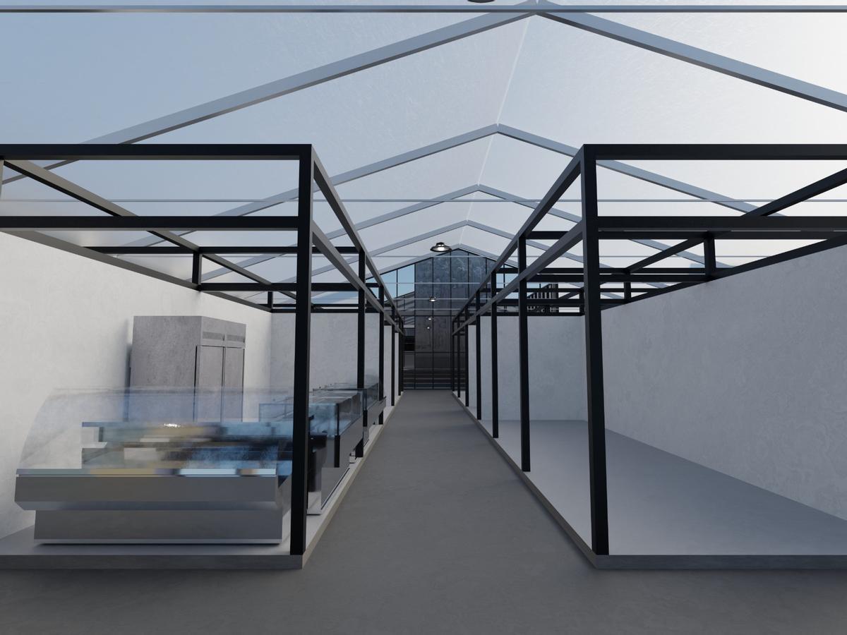 Interior de las apradas con el monumento de Llorens Poy al fondo.