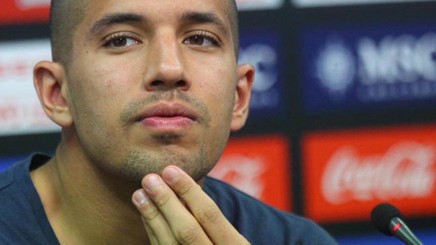 Feghouli, en la rueda de prensa de este lunes 21 de abril.