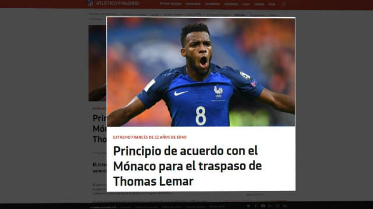 El Atlético ata a Thomas Lemar