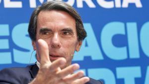 José María Aznar este viernes en el evento del Real Casino de Murcia.