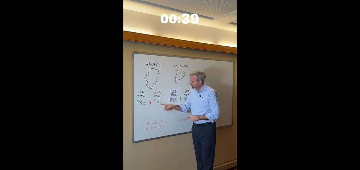 Jorge Azcón, durante su explicación de la nueva financiación autonómica.