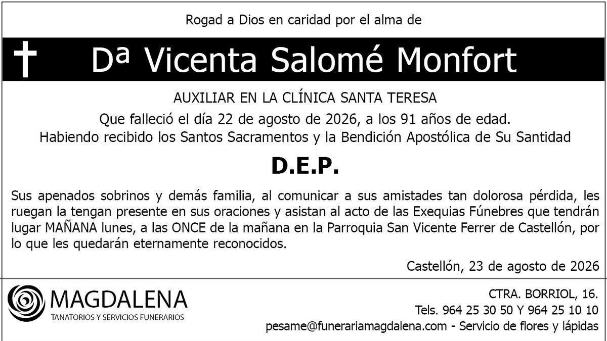 Dª Vicenta Salomé Monfort