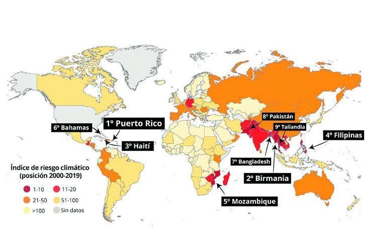 ¿Qué países tienen mayor riesgo climático?