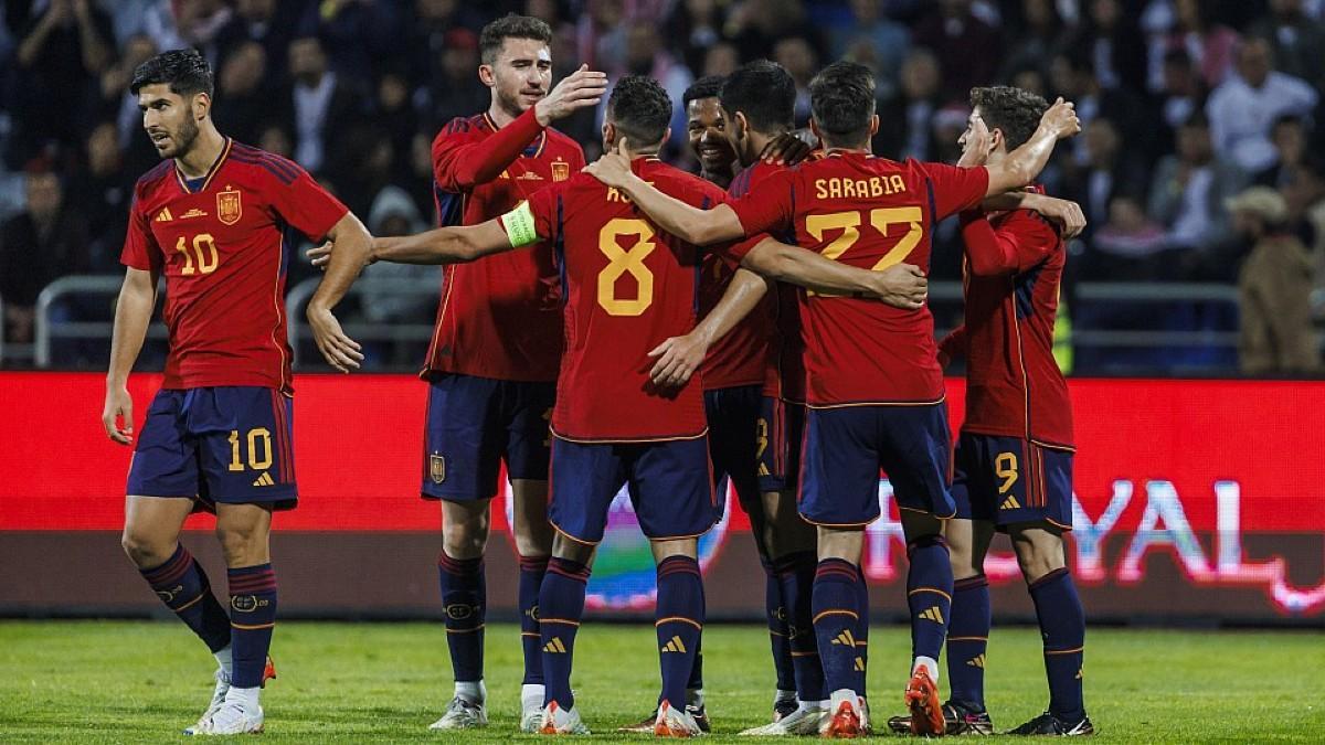 Los jugadores de la selección española celebran un gol en una imagen de archivo
