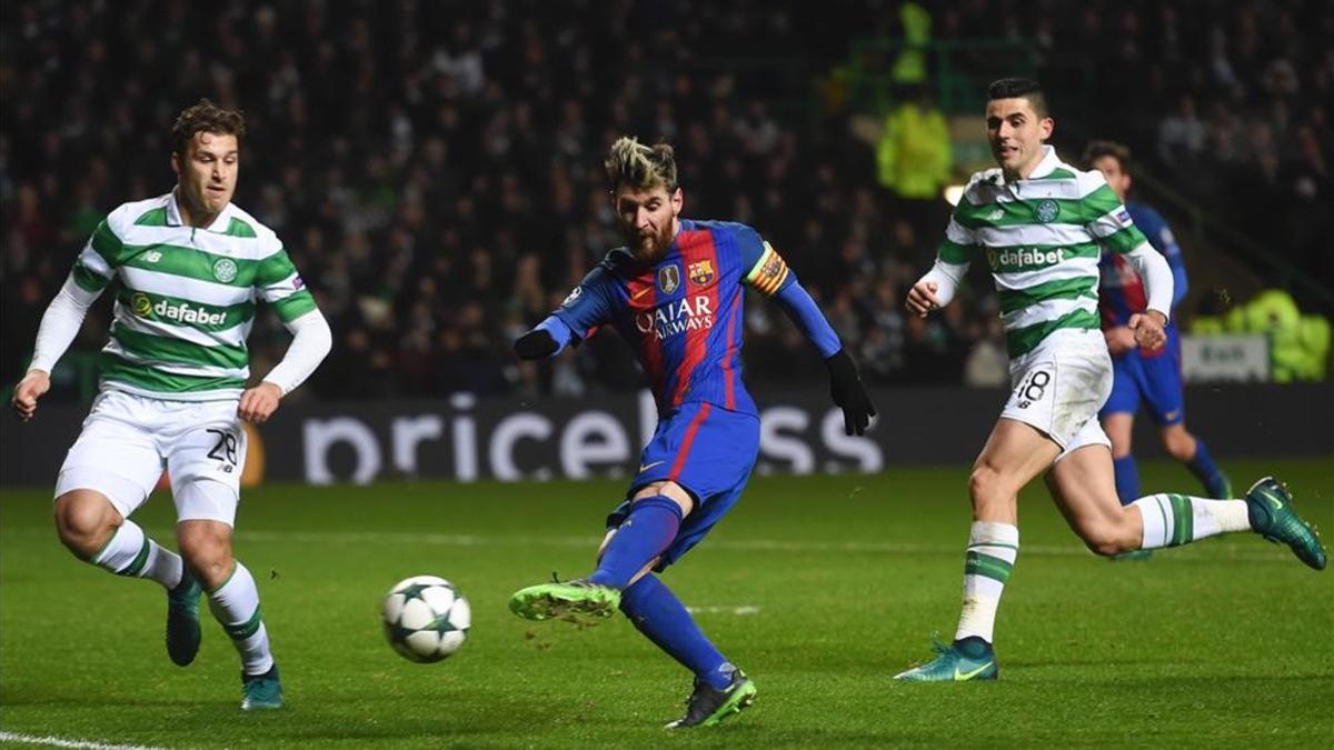 Messi abrió el marcador en Celtic Park