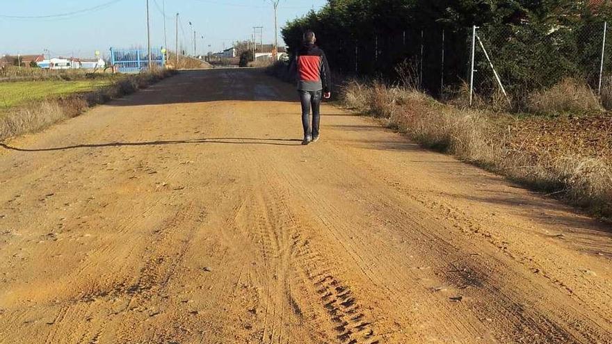 Un vecino pasea por uno de los caminos rurales del término municipal de Toro.