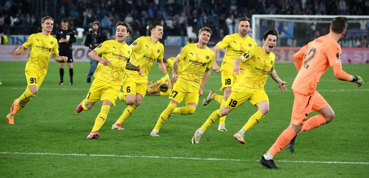 El Bodo/Glimt celebra su pase a semifinales de la Europa League ante la Lazio