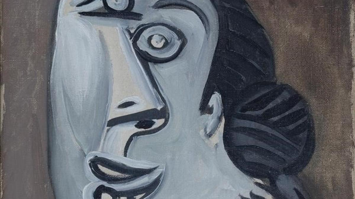 Fragmento de 'Cabeza de mujer' (1953) de Picasso, en la exposición 'Artistas revolucionarios' de la galería Mayoral.