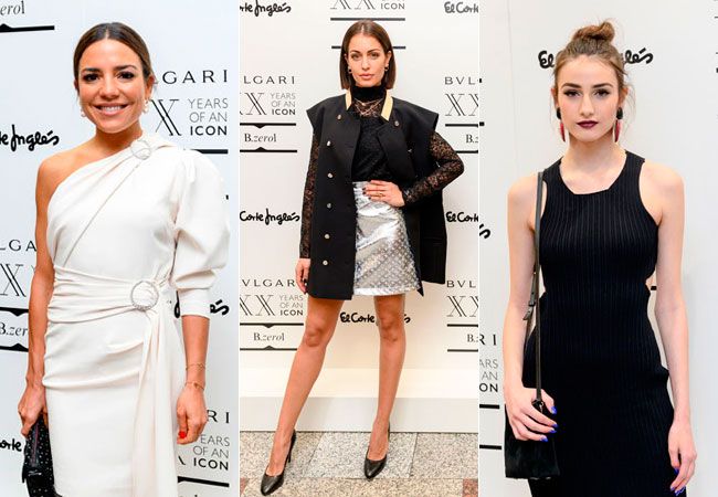 Paula Ordovás, Hiba Abouk y Sandra Escanena en la inauguración de la 'pop up' de Bvlgari