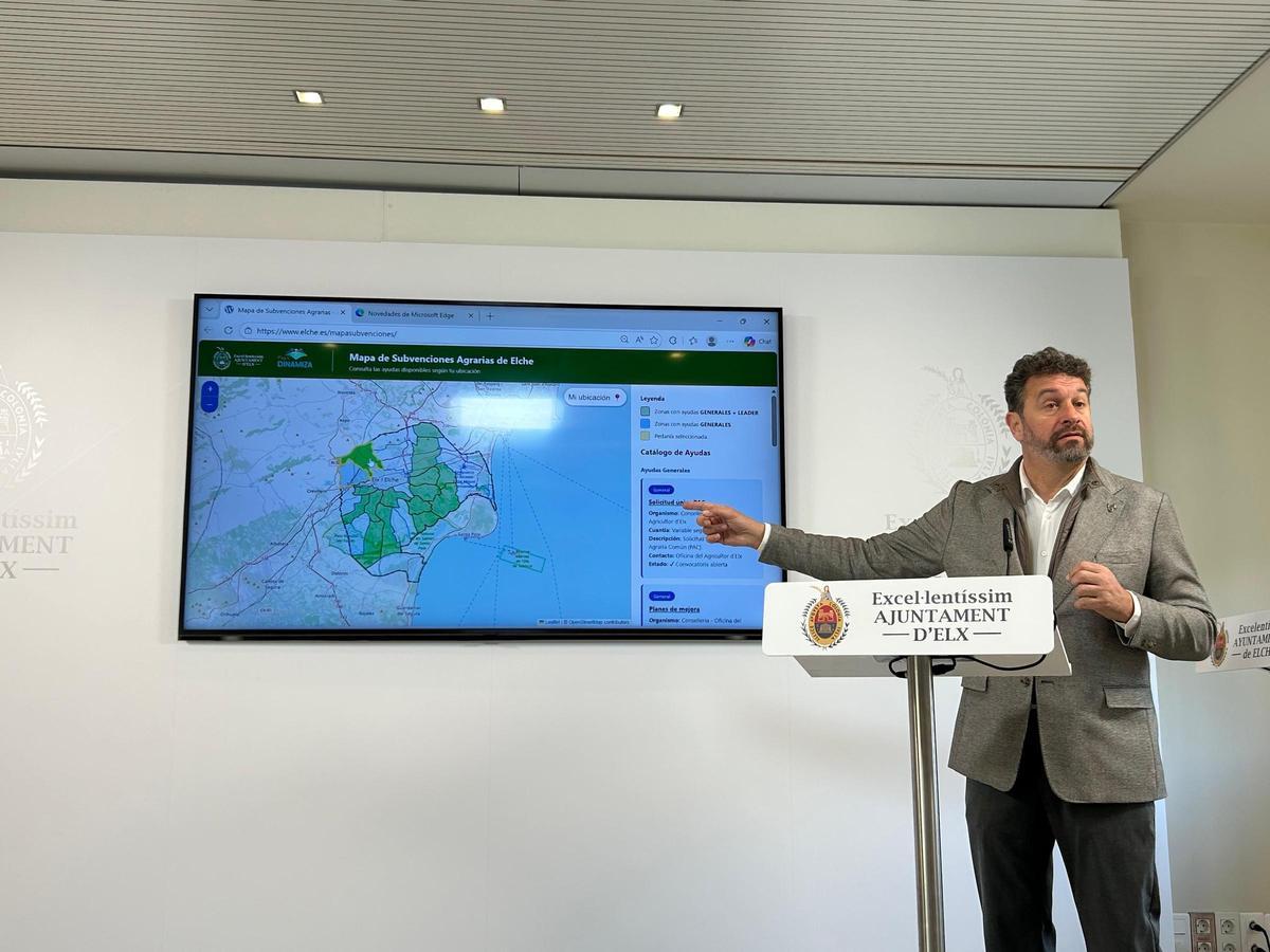 José Antonio Román presentaba este miércoles el mapa interactivo de las subvenciones agrícolas para ell Camp d'Elx