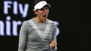 El grito de la victoria de Garbiñe Muguruza tras derrotar a Jessika Ponchet en Australia.