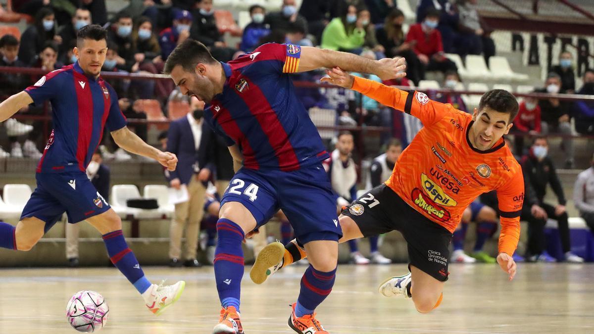 El Levante UD FS, en su partido ante el Ribera Navarra en Paterna