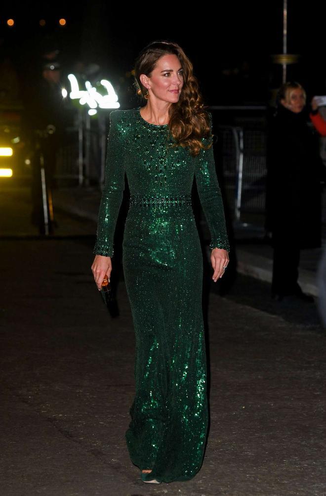 Vestido de pedrería verde esmeralda de la firma Jenny Packham