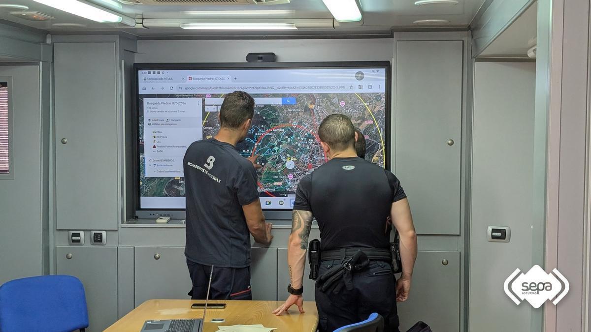 El centro de mando del 112, durante la búsqueda