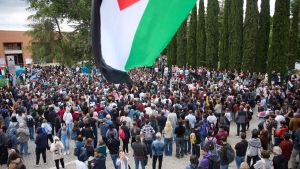 Concentración en solidaridad con el pueblo palestino en Ciudad Universitaria, Madrid, el 14 de mayo.