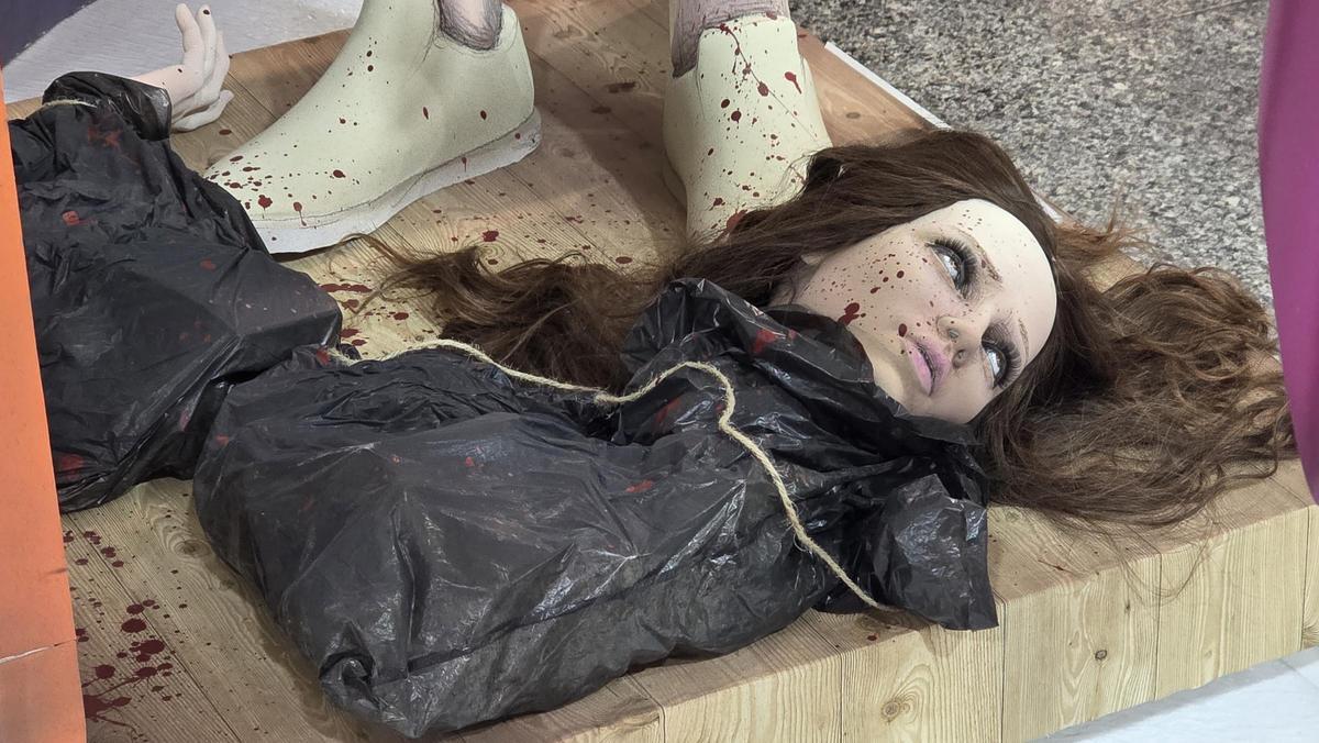 La cabeza de la chica, en una bolsa