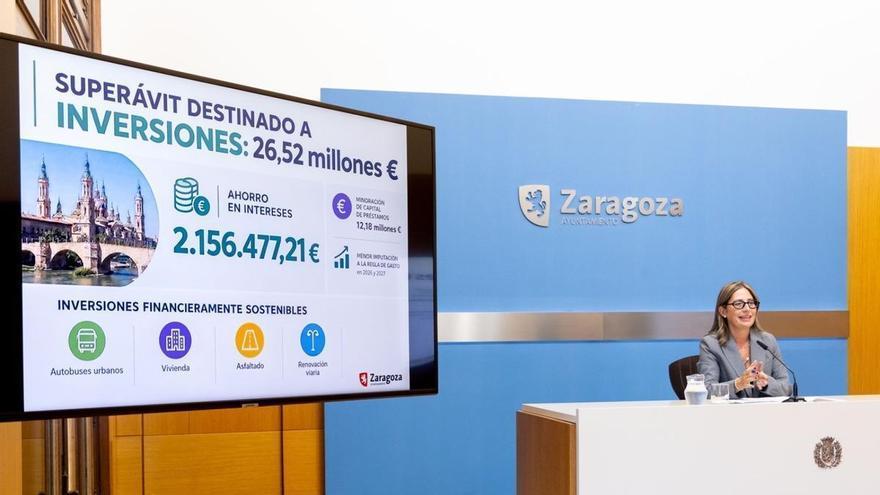 Zaragoza ahorrará 2,1 millones en intereses al aplicar el superávit a inversiones