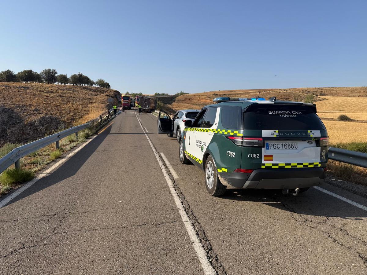 Lugar del accidente de tráfico en Cella este martes