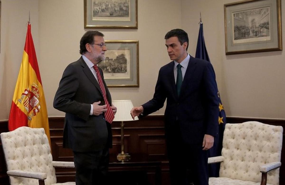 Pedro Sánchez y Mariano Rajoy durante una reunión en el Congreso de los Diputados.