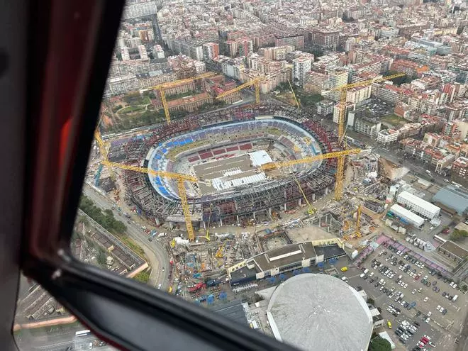 Las últimas imágenes aéreas del nuevo Spotify Camp Nou del mes de marzo de 2025