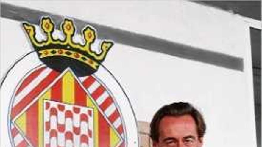 El president Francesc Rebled, a la llotja de l&#039;estadi de Montilivi.