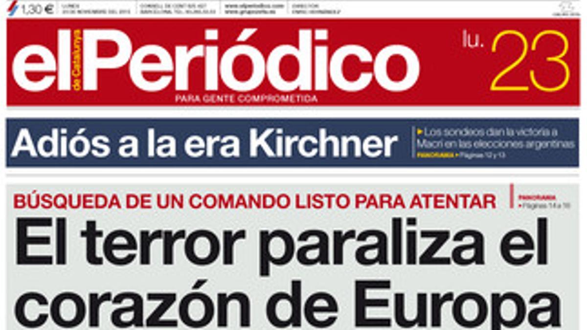 La portada de EL PERIÓDICO.