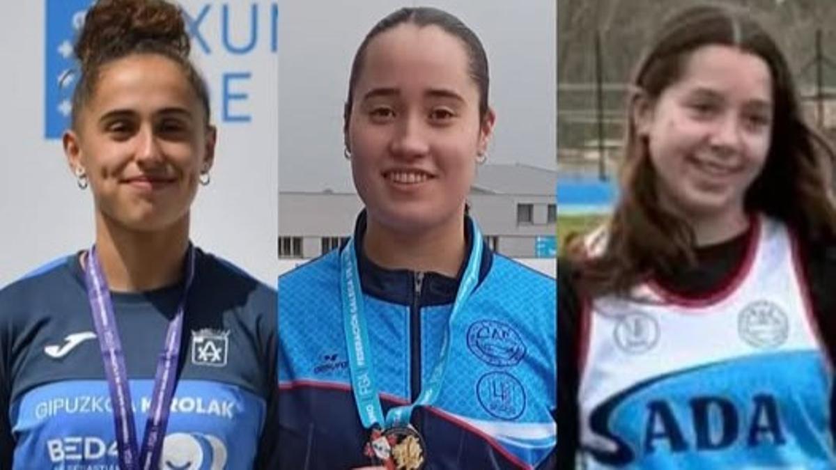 Paula Piñón, Antía Otero y Martina Guzmán, del Club Lanzadores Coruña