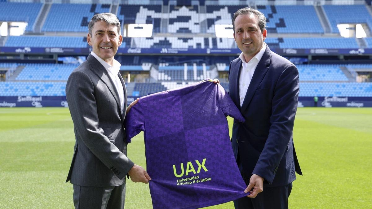 Kike Pérez, en la presentación del acueerdo entre el Málaga CF y la UAX.