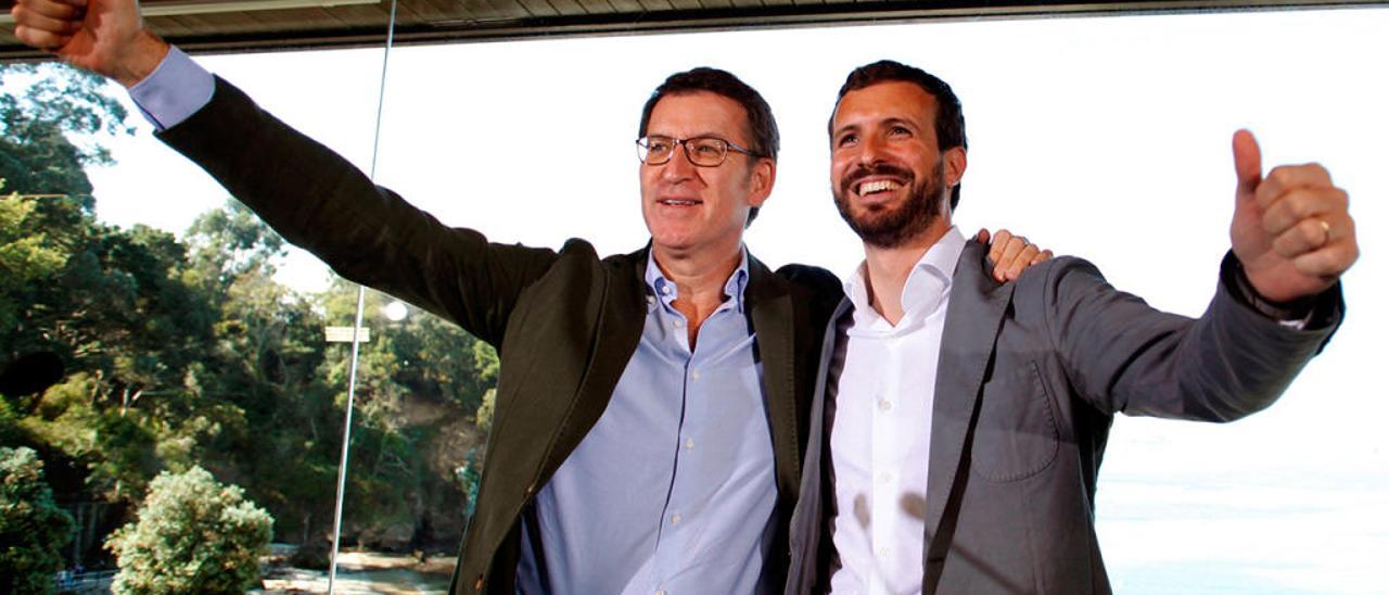 Núñez Feijóo y Pablo Casado en un acto del PP en las Elecciones Generales // Cabalar